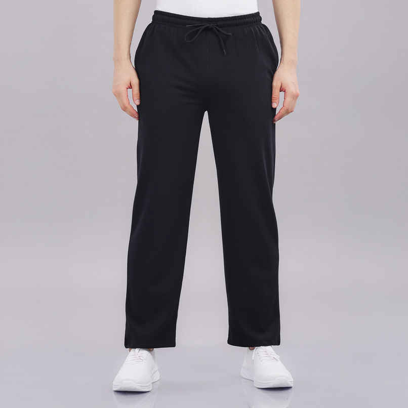 Springman Men's Solid Cotton Rich French Terry Baggy Track Pant | Black - L