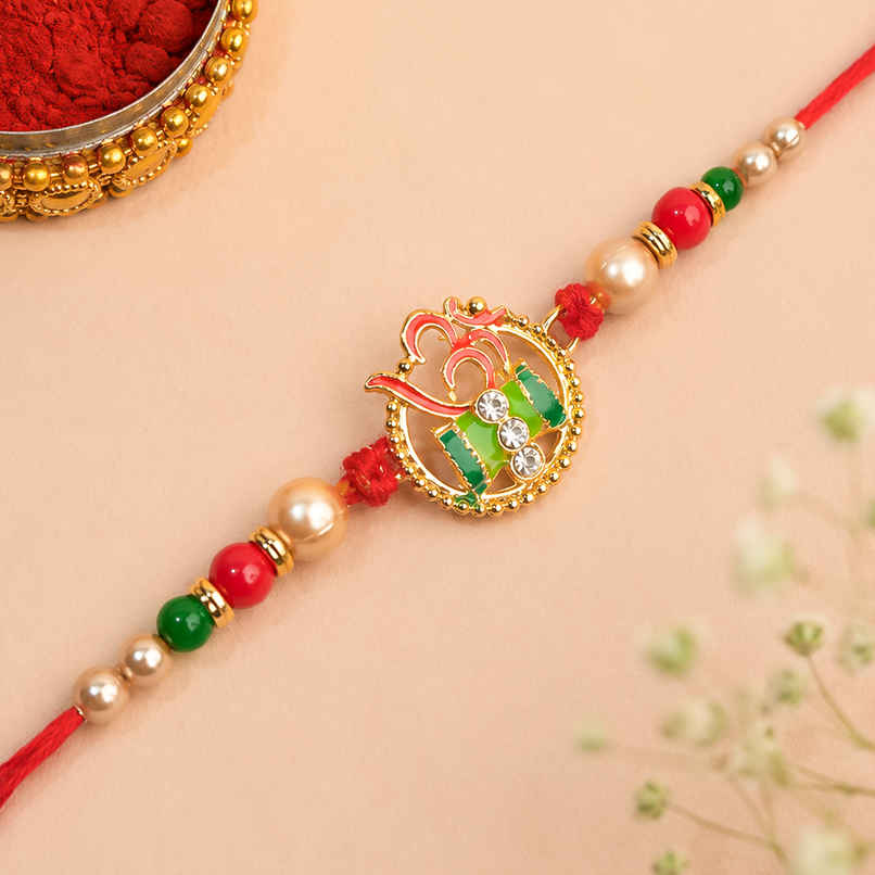 Rakhi for Brother | Divine Om-Damru Shakti & Meenakari | Religious | Pack of 1 | Tomuncle Rakhi for Brother | Divine Om-Damru Shakti & Meenakari | Religious | Pack of 1 | Tomuncle