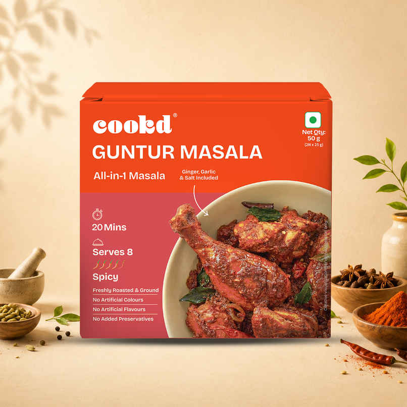 Cookd Guntur Chicken & Mutton Masala - Andhra Style Spicy Masala Cookd Guntur Chicken & Mutton Masala - Andhra Style Spicy Masala