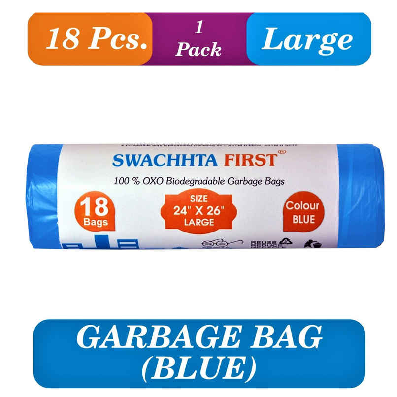 Swachhta First Oxo Bio Degradable Garbage Bags - Blue Large | 24 x 26 inch