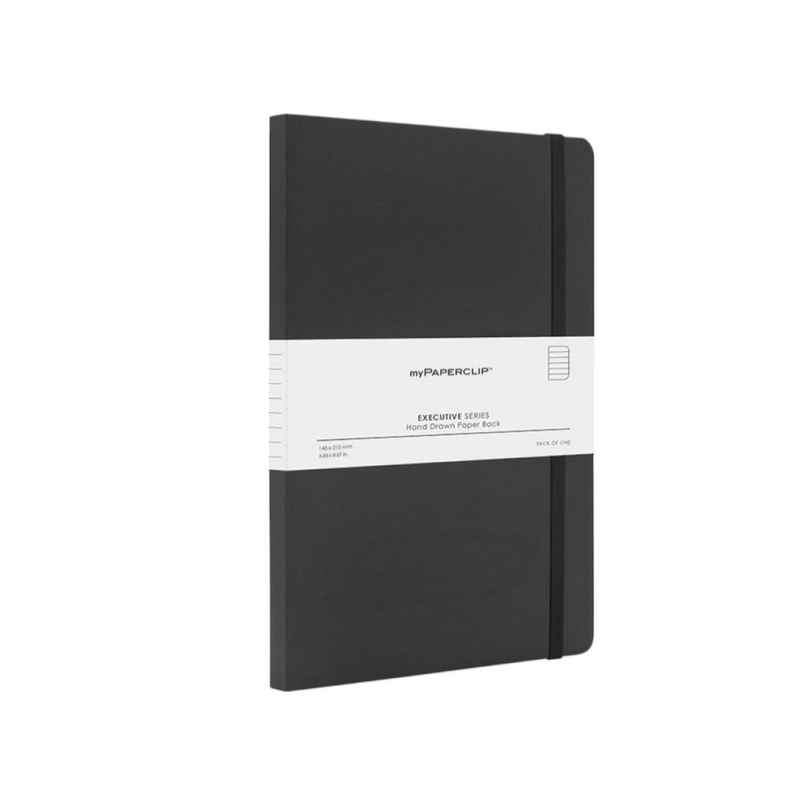 myPAPERCLIP Executive Series A5 Ruled Notebook Soft Cover | Black, 240, 18 x 21 cm, Flat-Lay Design
