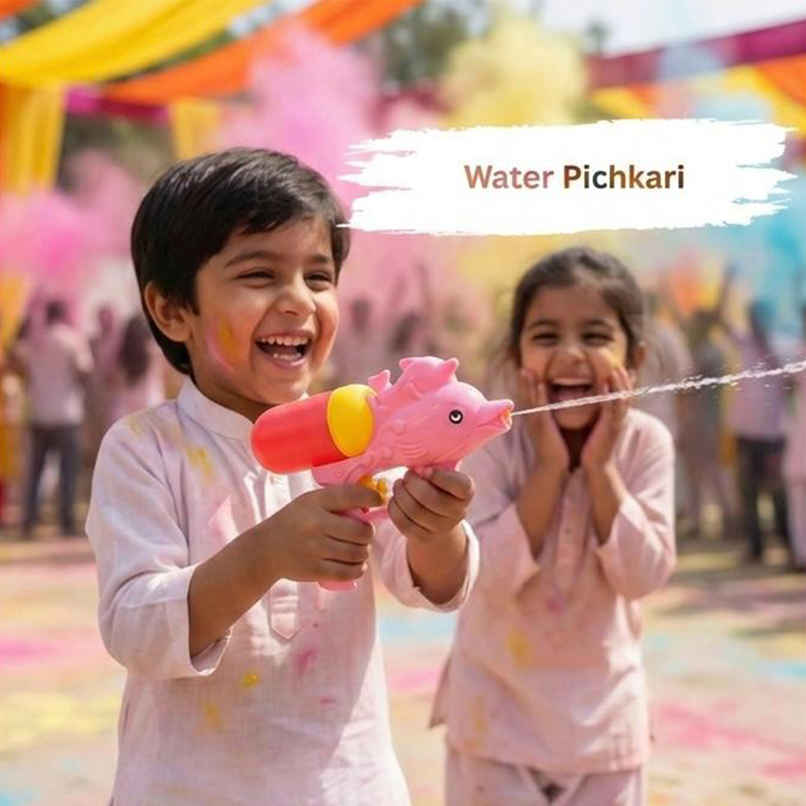 Small Holi Water Pichkari | Assorted | Tomuncle (Color and Print May Vary)