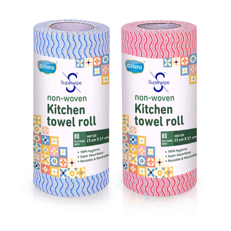 GINNI Superwipe Kitchen Towel Roll | 80 Pulls | 23 x 21 cm GINNI Superwipe Kitchen Towel Roll | 80 Pulls | 23 x 21 cm
