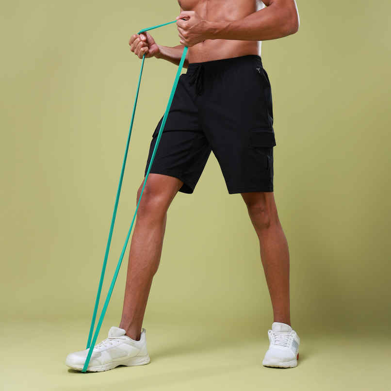 Technosport Men Poly Solid Slim Fit Sports Shorts with TS FLEXI | Black | 2XL