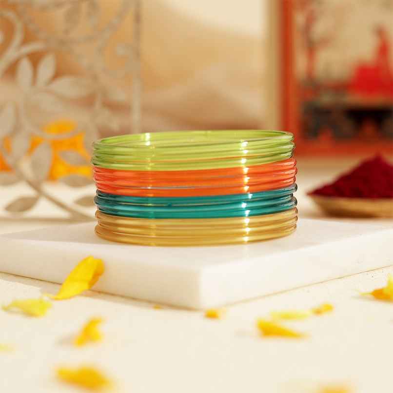 Traditional Glass Bangles | Colorful Traditional Jewellery | Multicolour | Pack Of 12 | Size 2.4 | Oye Happy
