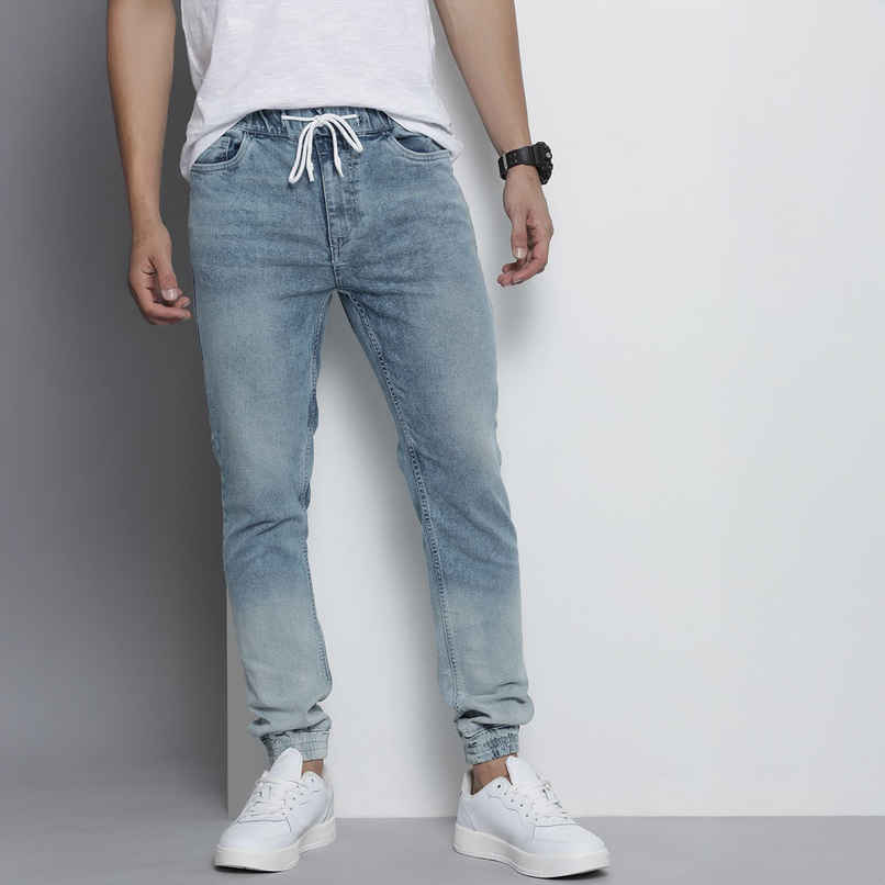 The Indian Garage Co Men's Slim Fit Solid Casual | Blue - 32 The Indian Garage Co Men's Slim Fit Solid Casual | Blue - 32