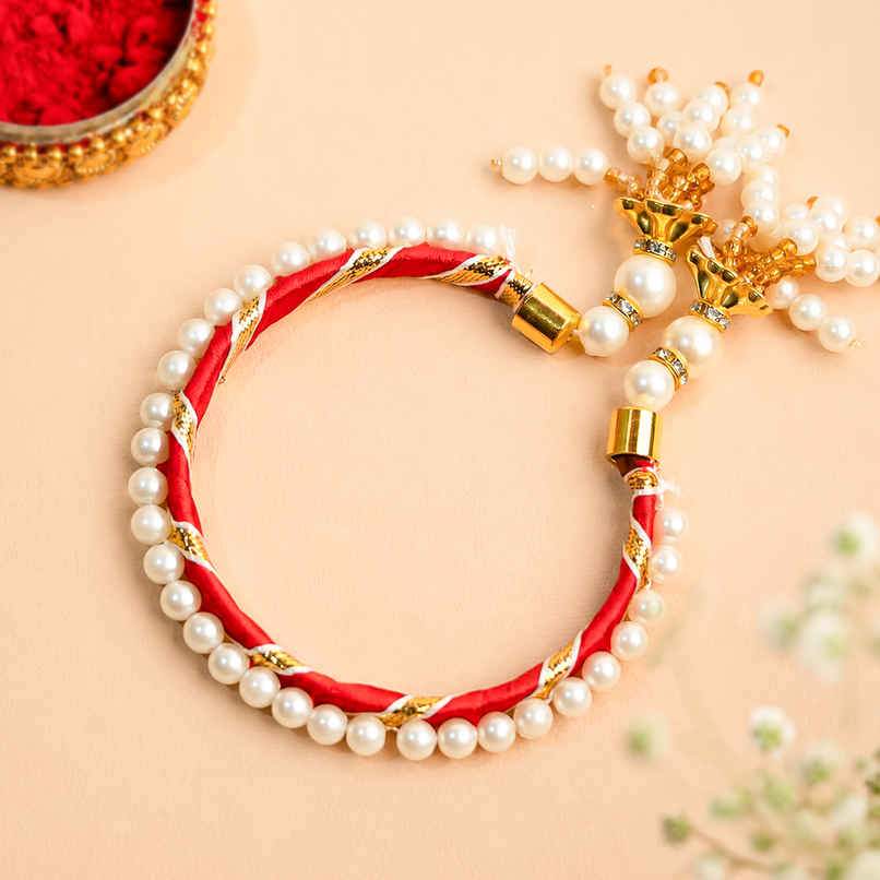 Lumba Rakhi for Bhabhi and Sister | with Roli Chawal | Pack of 1 | Tied Ribbons