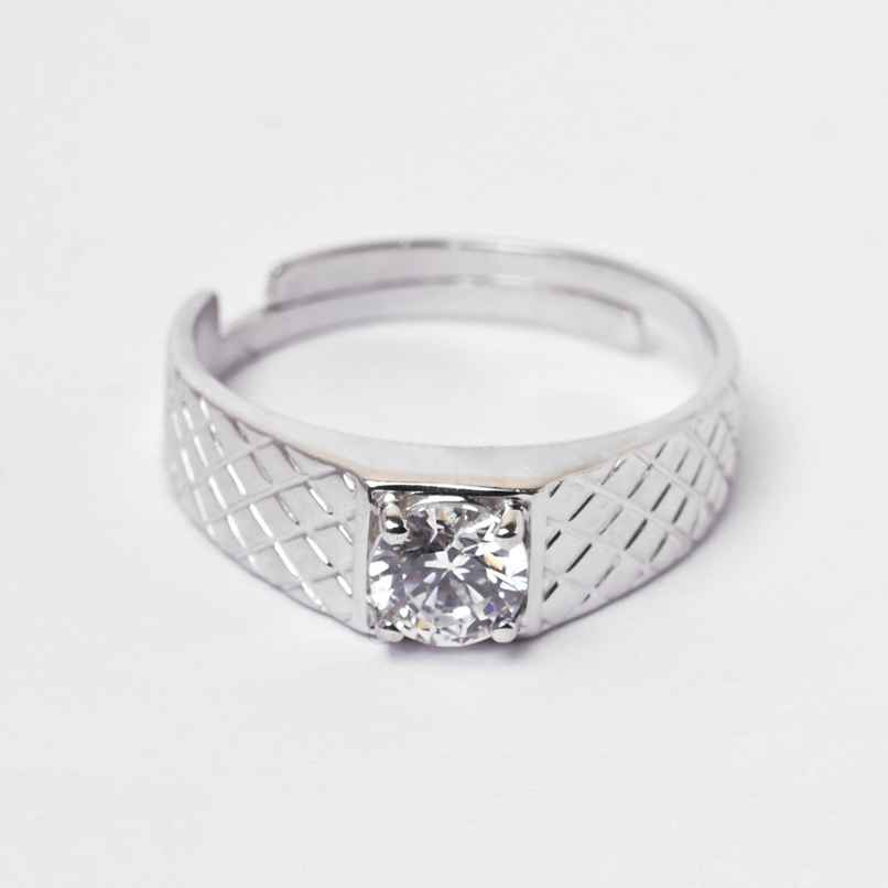 Clara Real 925 Sterling Silver Cross Band Ring | Size Adjustable, Rhodium Plated, Swiss Zirconia