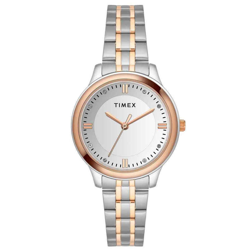 TIMEX Women's Silver Round Dial Analog Watch | TWEL149SMU03 TIMEX Women's Silver Round Dial Analog Watch | TWEL149SMU03