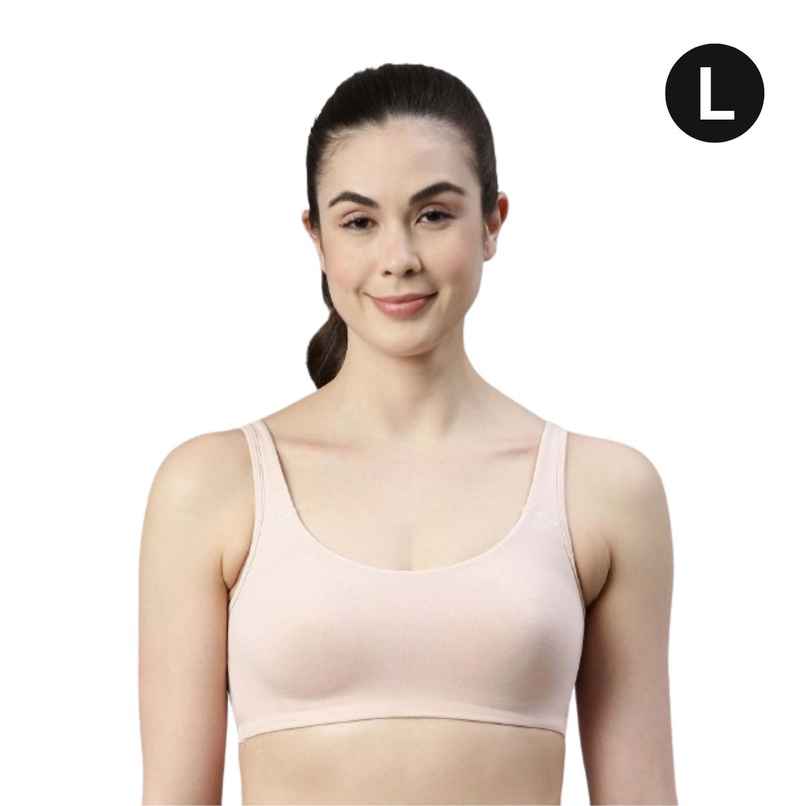 Enamor Women's SB06 Cotton Lounge Sports Bra | High Coverage | Non Padded | Wirefree | Pearl | L