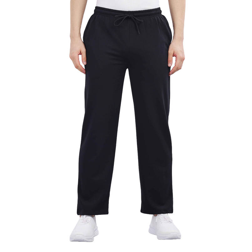Springman Men's Solid Cotton Rich French Terry Baggy Track Pant | Black - S
