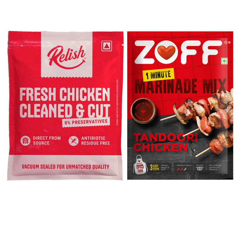 Zoff Marinde Mix Tandoori Chicken (25g) & Relish Chicken Breast Boneless (500g) Combo Zoff Marinde Mix Tandoori Chicken (25g) & Relish Chicken Breast Boneless (500g) Combo