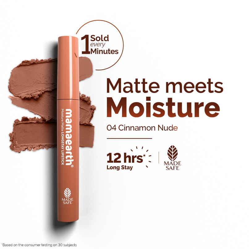 Mamaearth Moisture Matte Longstay Lipstick With Avocado Oil & Vitamin E - Cinnamon Nude