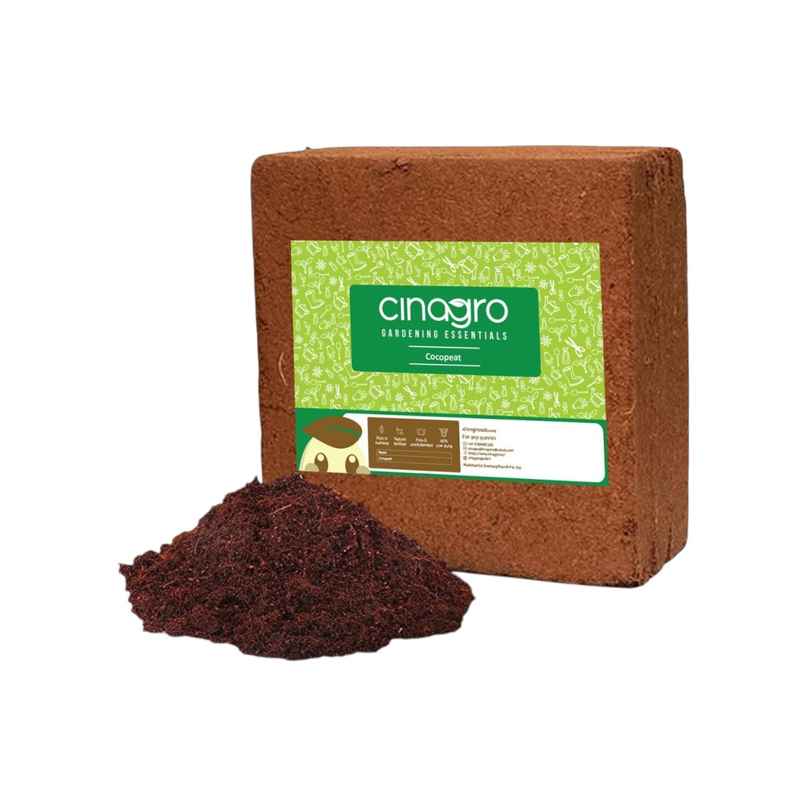 Cinagro Cocopeat - 1 kg | Expands up to 25 L | Organic Plant Fertilizer | Natural Coconut Coir Fibres