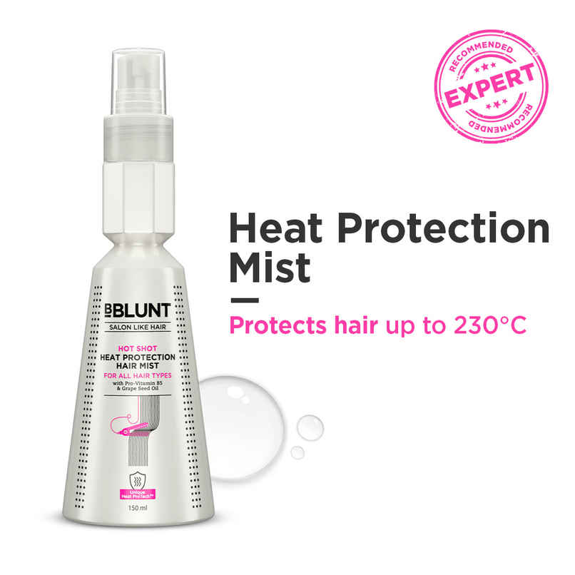 BBLUNT Hot Shot Heat Protection Hair Mist with Grape Seed Oil, No Parabens