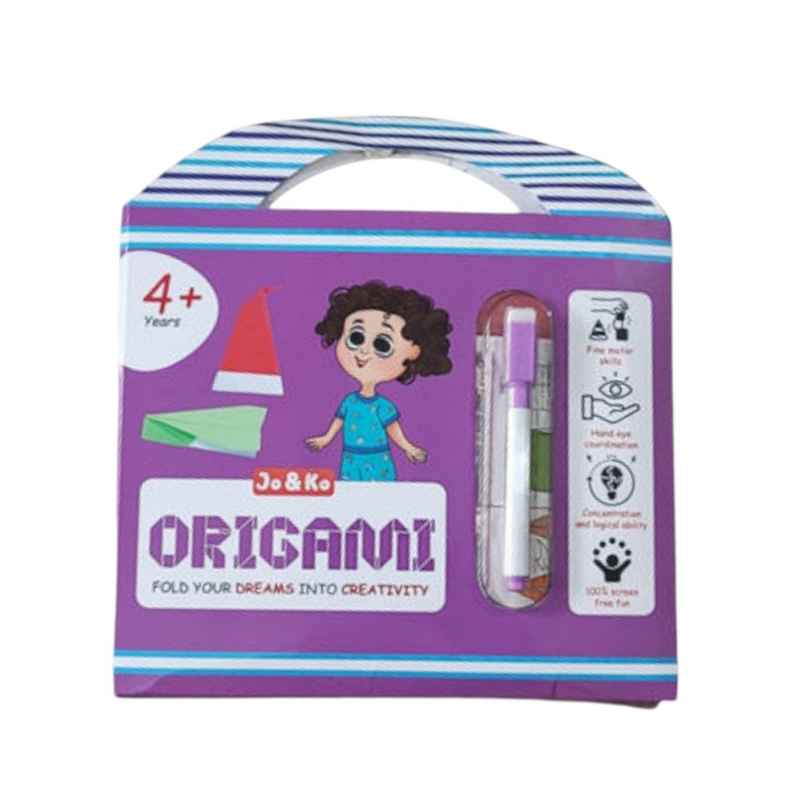JoGenii Origami Kit - 100 Sheets With Instruction Booklet And Marker | Travel Friendly