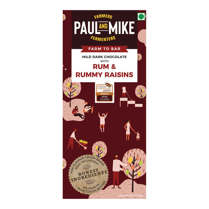 Paul & Mike 64% Dark with Rum & Rummy Raisins Paul & Mike 64% Dark with Rum & Rummy Raisins