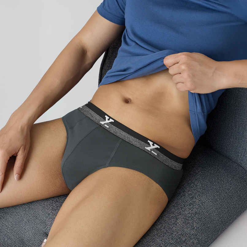 XYXX Men's Cotton Solid Briefs, Pack of 1, Anchor Grey| XL