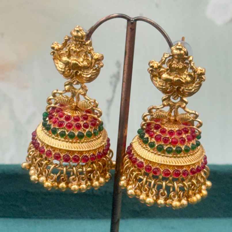 The Opal Factory Temple Jewelry Laxmi Jhumki Earrings | Gold
