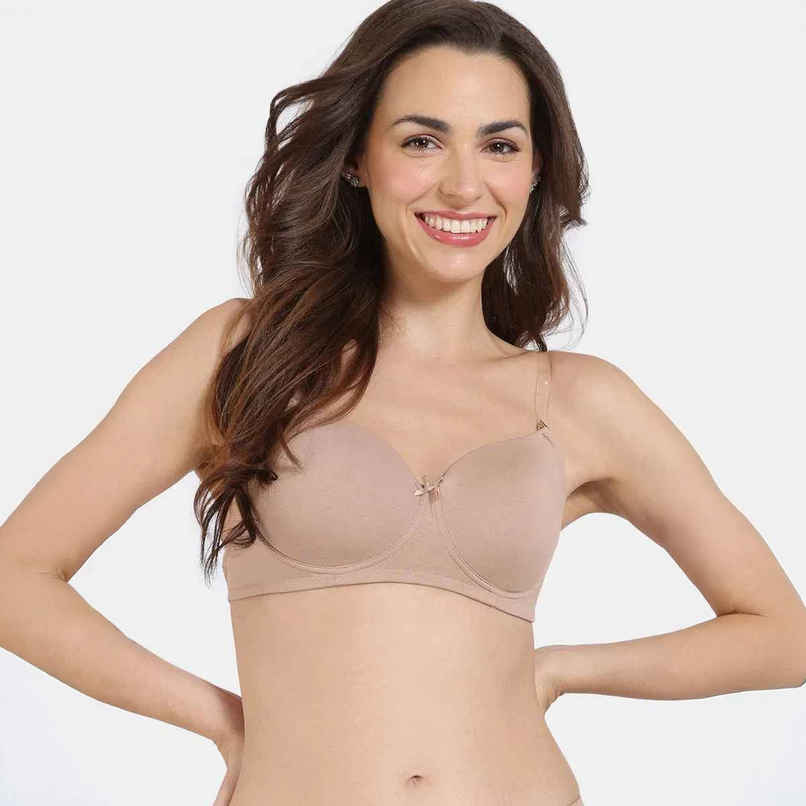 Zivame Women's Beautiful Basics Padded Non Wired 3/4Th Coverage Backless Bra | Skin - 36B