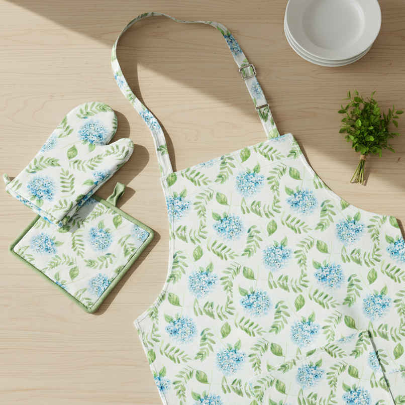BIANCA Premium Printed Cotton Kitchen Set | Apron, Oven Mitt & Pot Holder | Florence Blue-Green BIANCA Premium Printed Cotton Kitchen Set | Apron, Oven Mitt & Pot Holder | Florence Blue-Green