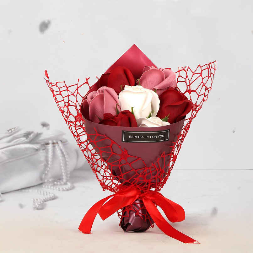 Tied Ribbons Artificial Rose Bouquet Gift Set Tied Ribbons Artificial Rose Bouquet Gift Set