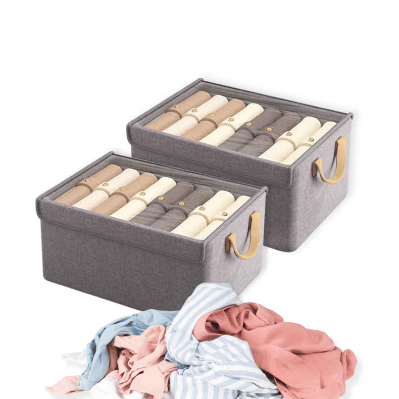 Zulaxy Foldable Fabric Storage Organizers with Lid for Clothes & Multipurpose Use | Grey