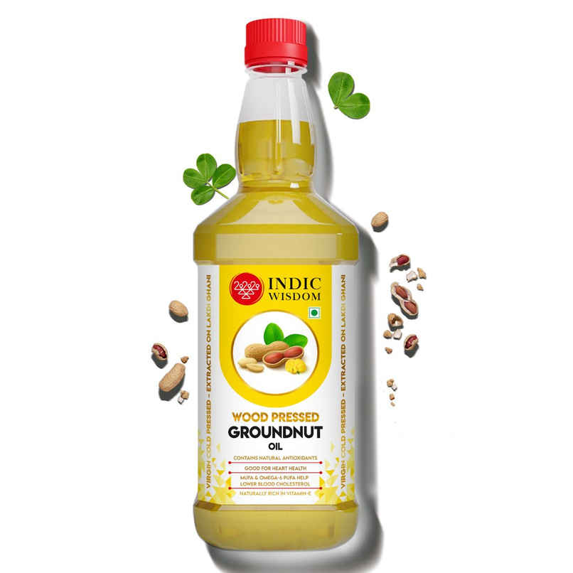 Indic Wisdom Groundnut (Peanut) Wood Cold Pressed Oil | Extracted on Wooden Churner