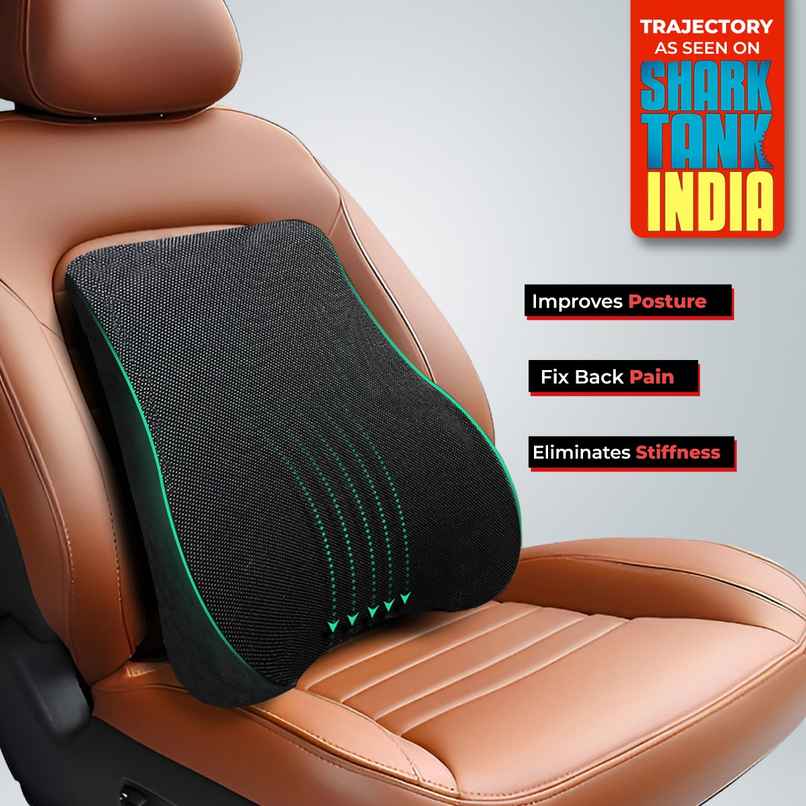 Trajectory Orthopedic Lumbar Support Pillow for Chair & Car - Memory Foam for Back Pain Relief