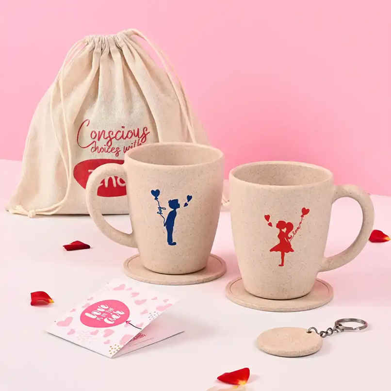 Eha Earth-friendly Valentine Gift | Set of 2 | 300 ml Coffee Mugs | Husk Biocomposite | Sand Castle Eha Earth-friendly Valentine Gift | Set of 2 | 300 ml Coffee Mugs | Husk Biocomposite | Sand Castle