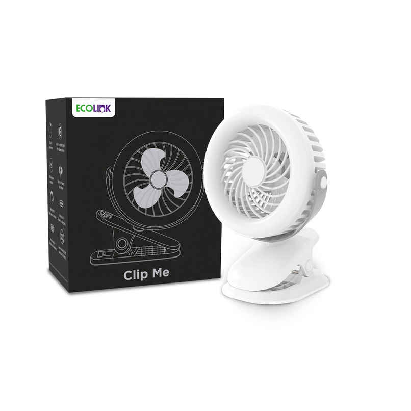 EcoLink Clip Me Rechargeable Fan (White Grey) | USB Rechargeable