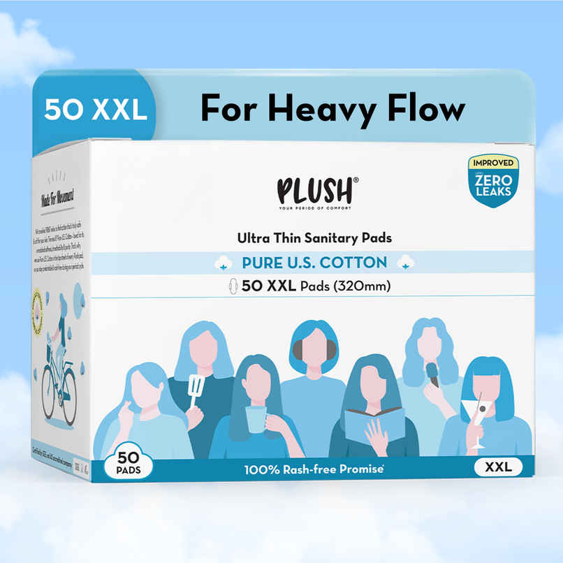 Plush Rash Free Sanitary Pads 50XXL | Free Disposal Pouches