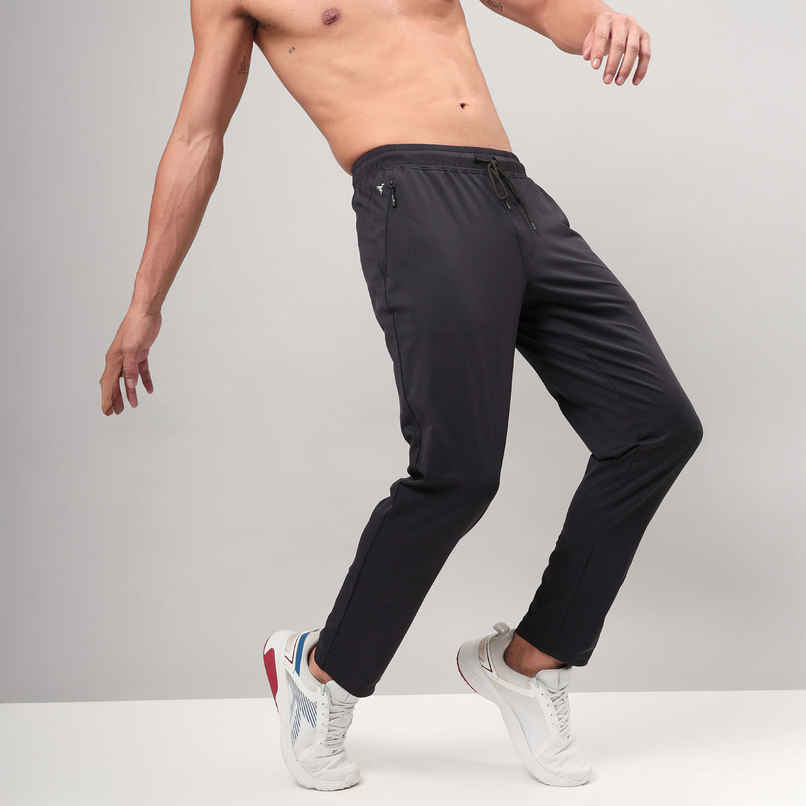 Technosport Men Poly Solid Relax Fit Sports Trackpants with DURACOOL+ | Black | M