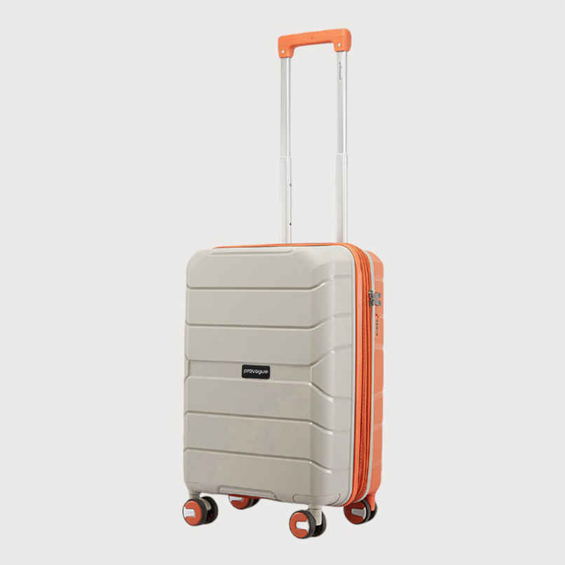 Provogue Cascade Hard-Sided PP Cabin Luggage Trolley Bag | Timberwolf Grey-Burnt Orange - 55 cm