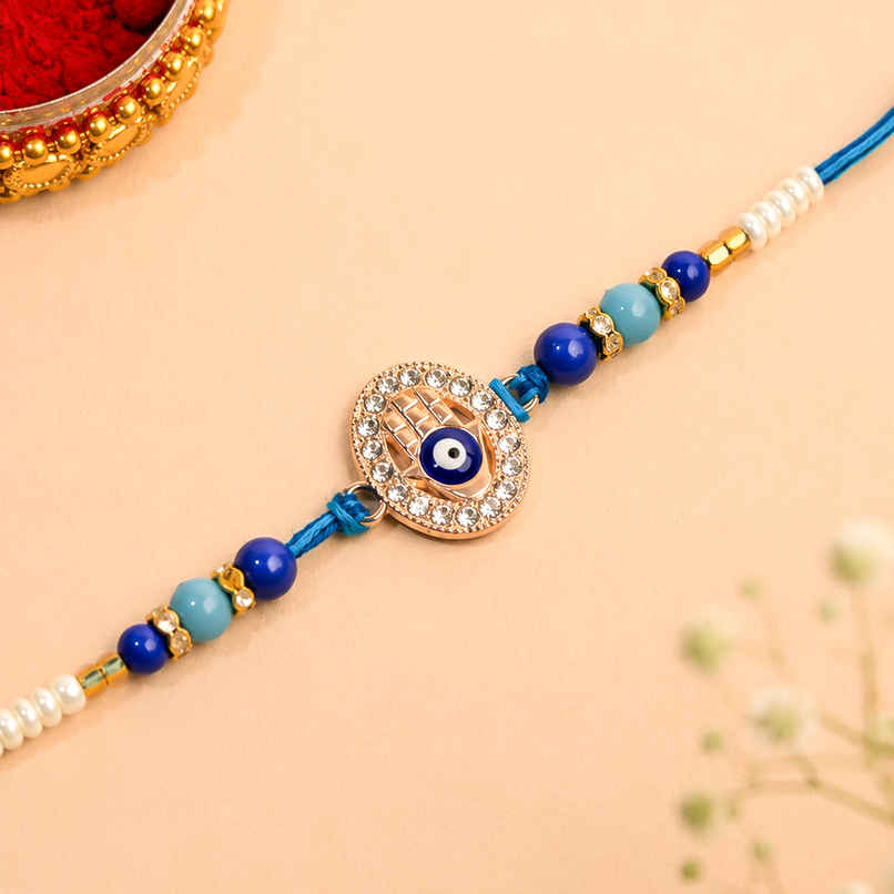 Rakhi for Brother | Evil Eye Blue & White | Pack of 1 | Tomuncle Rakhi for Brother | Evil Eye Blue & White | Pack of 1 | Tomuncle