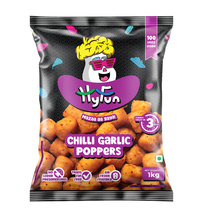 HyFun Chilli Garlic Potato Poppers, Spicy Nuggets | Frozen