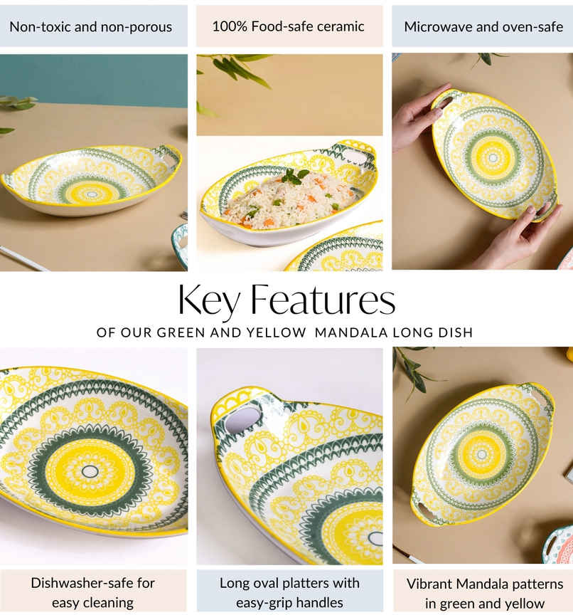 Nestasia Mandala Long Dish - Yellow
