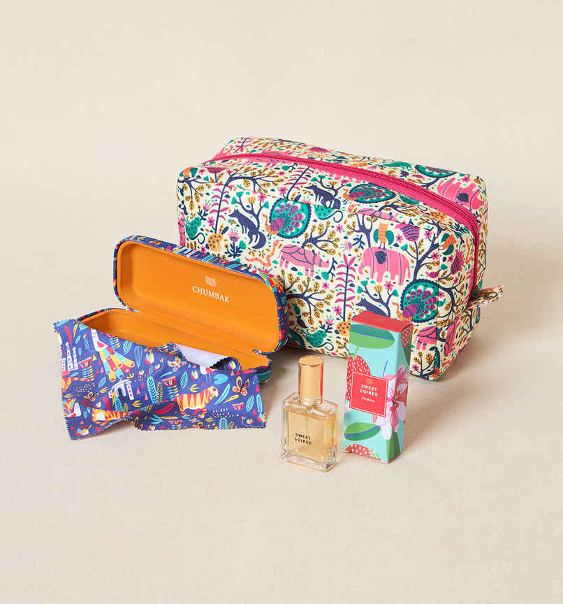 Chumbak Everyday Charm Set of 3 - Mother's Day Gift (Pouch,Perfume,Eyewear Case) with Gift Box