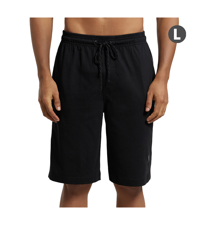 Jockey 9426 Men's Super Combed Cotton Rich Regular Fit Solid Shorts|Pockets | Black-L