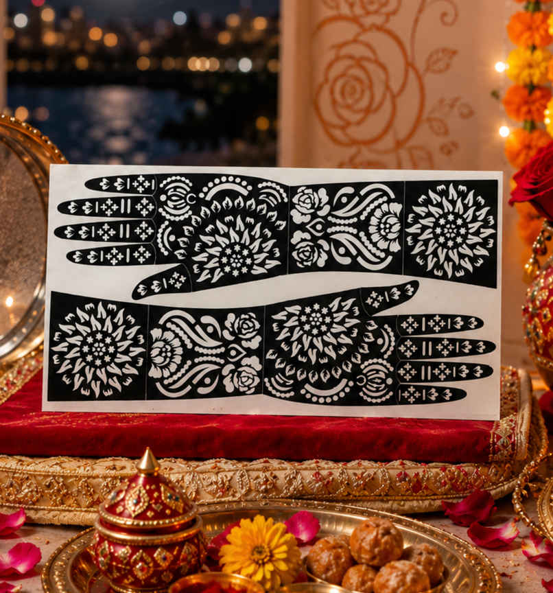 Heritage Blossom Traditional Mehendi Stencil | ServDharm Heritage Blossom Traditional Mehendi Stencil | ServDharm