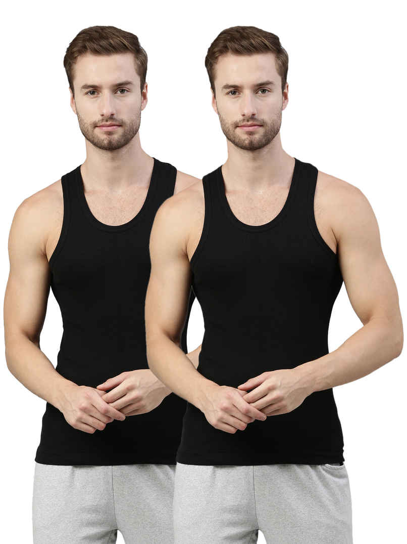 Dixcy Scott Originals Men's Super Combed Cotton Vest | Black - L