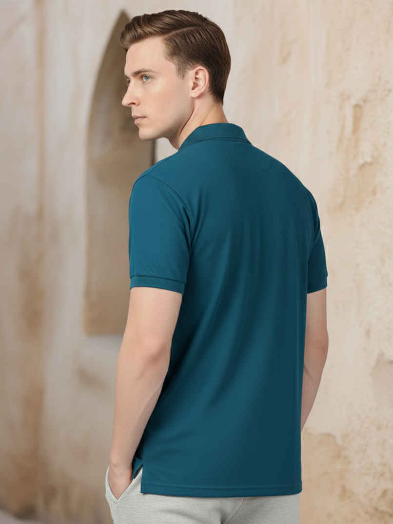Lux Cozi Men's Solid Cotton Polo T-shirt | Emerald - M