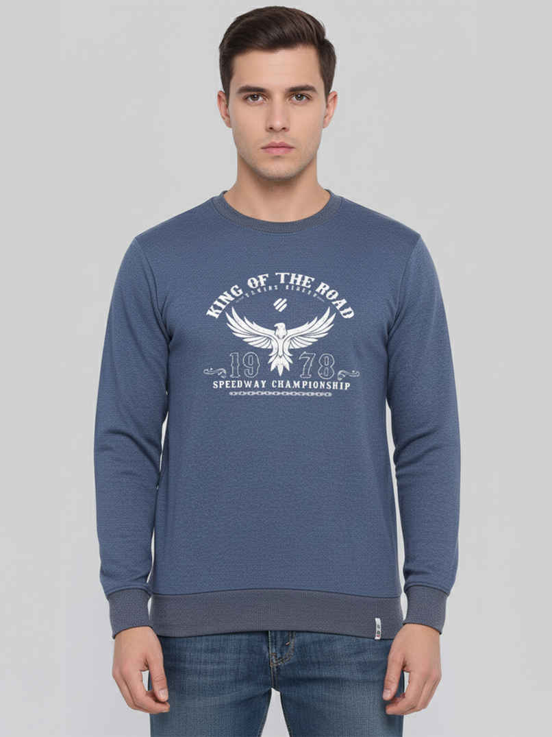 Onn Men's Ultra-Soft Printed Sweatshirt | Navy Melange - S