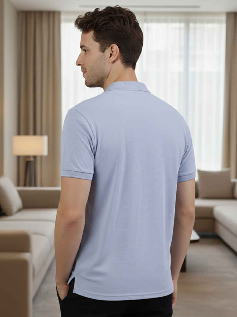 Lux Cozi Men's Cotton Polo T-Shirt, Oxford Blue, L