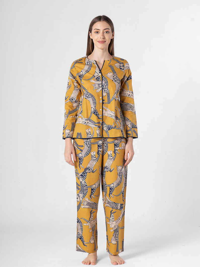 Sanskrutihomes Women Multicolor Printed Pure Cotton Night Suit SE-NSP-674 | M
