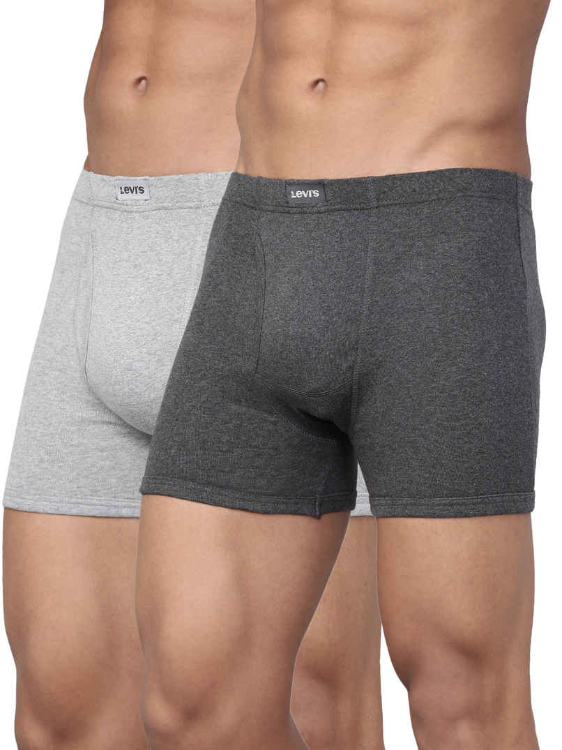 Levi's 010 Men's Comfort Boxer Brief | Contoured Double Pouch | Pack of 2 | Lt. Grey Mel,D. Grey Mel | XL
