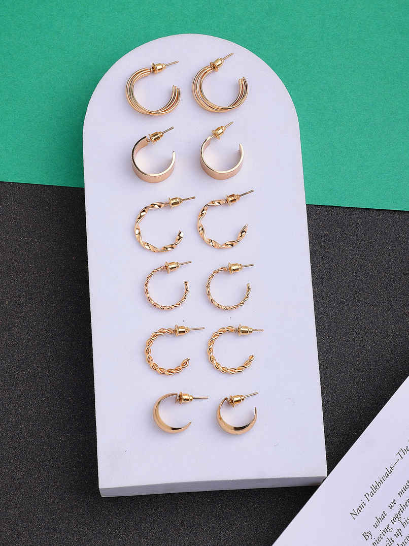 Scintillare By Sukkhi Stylish Gold Plated Trendy Style Hoop Combo Earrings For Women | CBE107201 Scintillare By Sukkhi Stylish Gold Plated Trendy Style Hoop Combo Earrings For Women | CBE107201