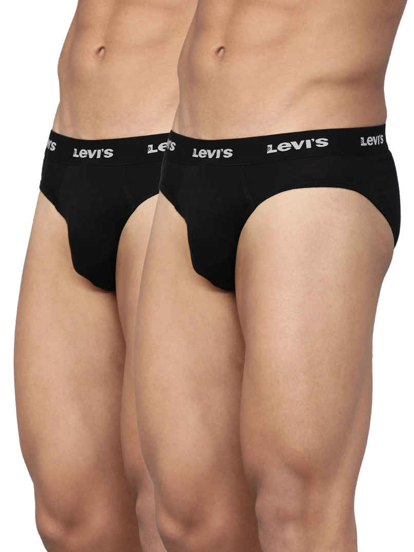 Levi's 009 Men's Neo Brief | Contoured Double Pouch | Pack of 2 | Black,Black | L