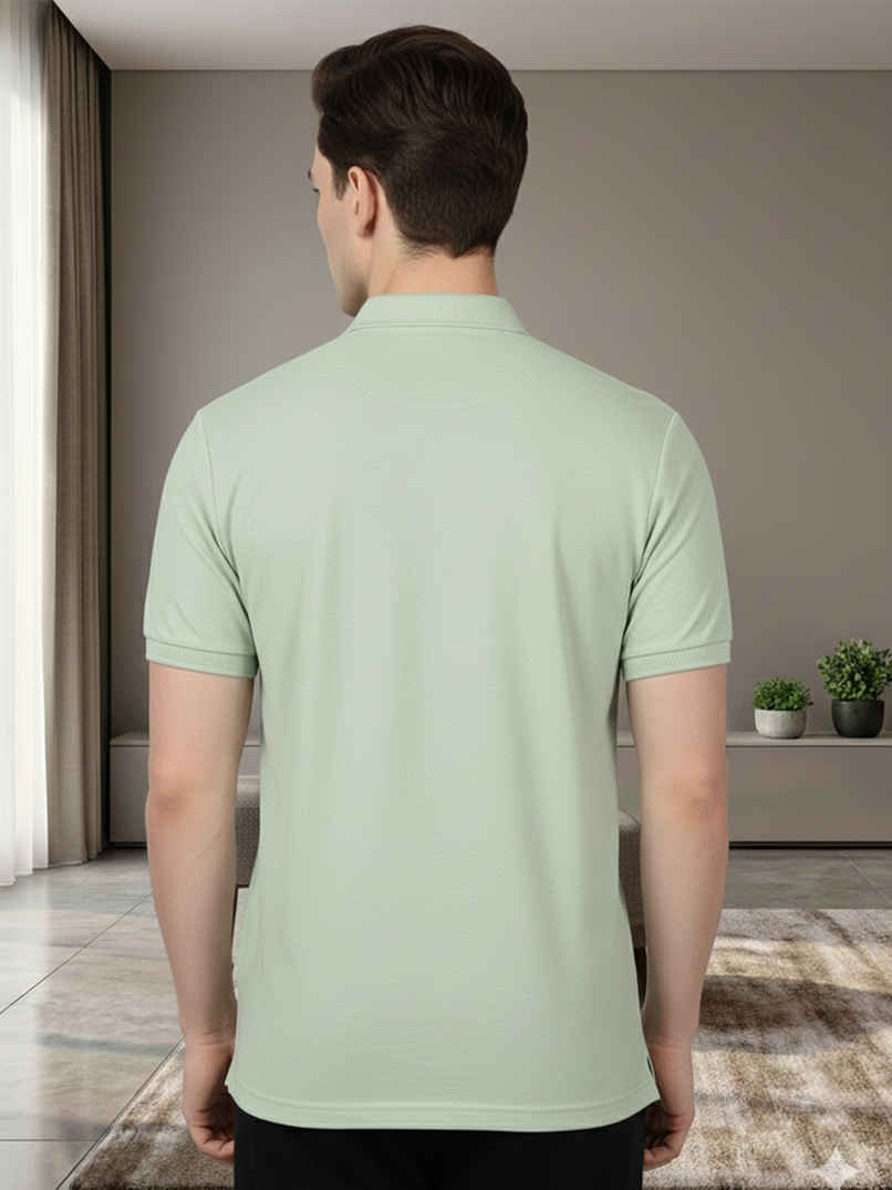 Lux Cozi Men's Solid Cotton Polo T-shirt | Mint Green - XL