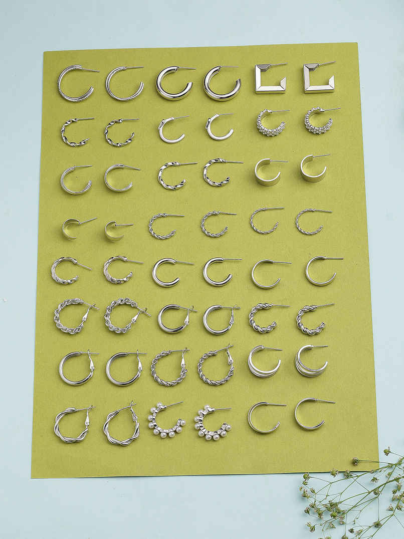 Scintillare By Sukkhi Rhodium Plated with Geometric Twist Pearls Combo Earring For Women